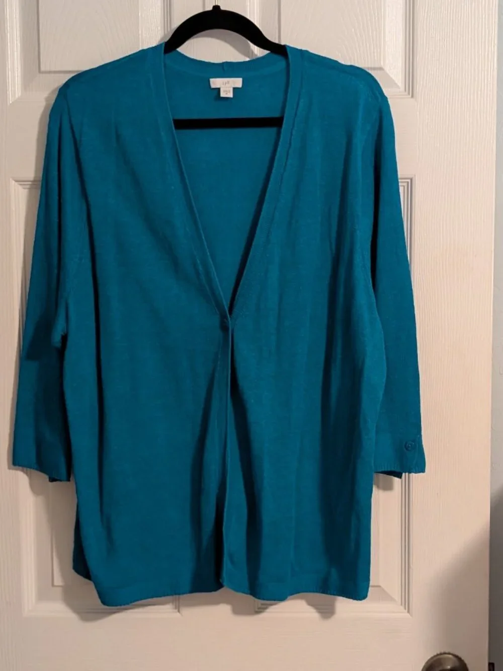 J Jill one button blue green cardigan 2x